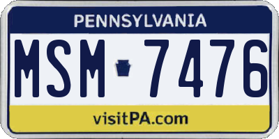 PA license plate MSM7476