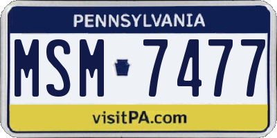 PA license plate MSM7477
