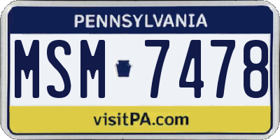 PA license plate MSM7478