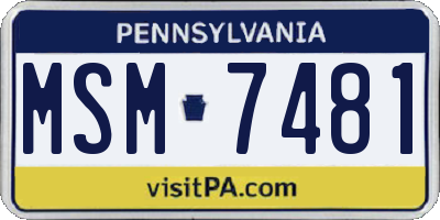 PA license plate MSM7481