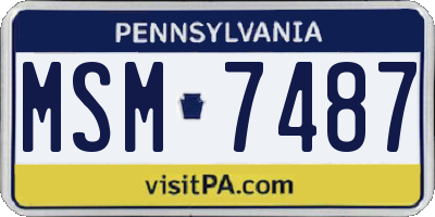 PA license plate MSM7487