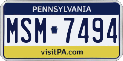 PA license plate MSM7494