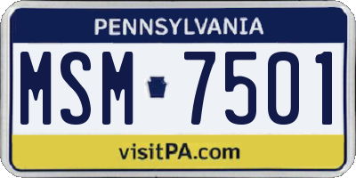 PA license plate MSM7501