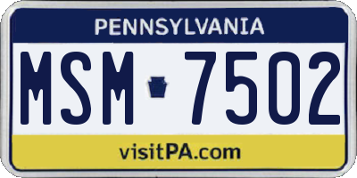 PA license plate MSM7502