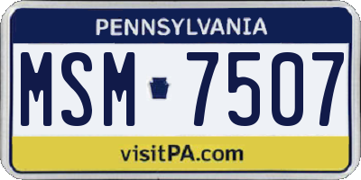 PA license plate MSM7507