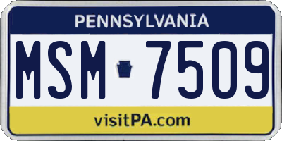 PA license plate MSM7509