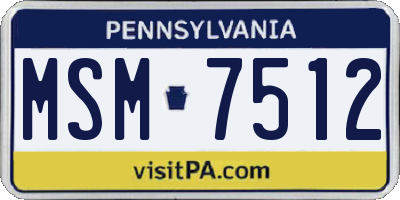 PA license plate MSM7512