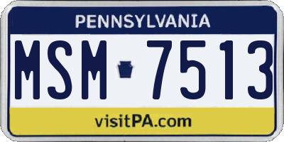 PA license plate MSM7513
