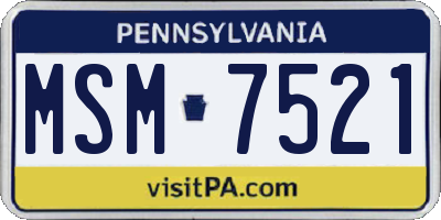 PA license plate MSM7521