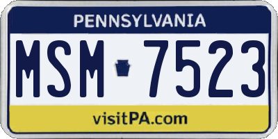 PA license plate MSM7523