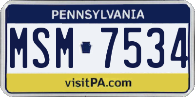 PA license plate MSM7534