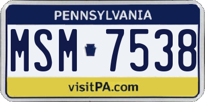 PA license plate MSM7538
