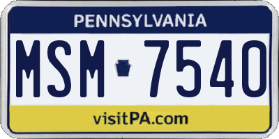 PA license plate MSM7540