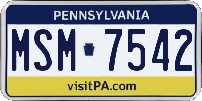 PA license plate MSM7542