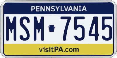 PA license plate MSM7545