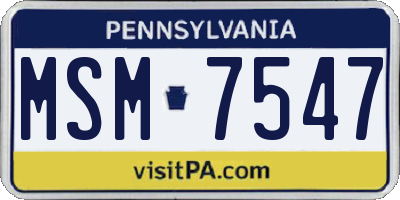 PA license plate MSM7547