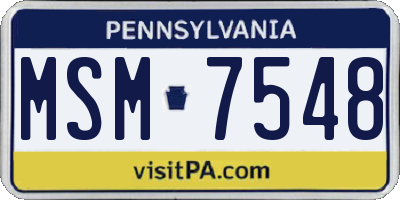 PA license plate MSM7548