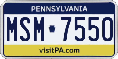 PA license plate MSM7550