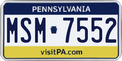 PA license plate MSM7552