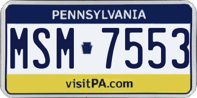 PA license plate MSM7553