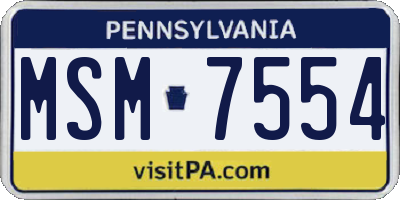PA license plate MSM7554