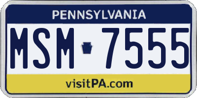 PA license plate MSM7555