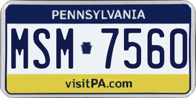 PA license plate MSM7560