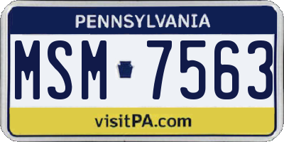 PA license plate MSM7563