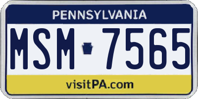 PA license plate MSM7565