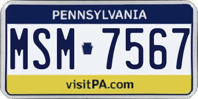 PA license plate MSM7567
