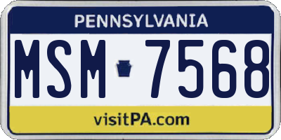 PA license plate MSM7568
