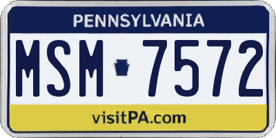 PA license plate MSM7572