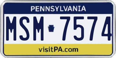 PA license plate MSM7574