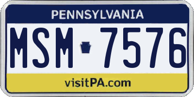 PA license plate MSM7576