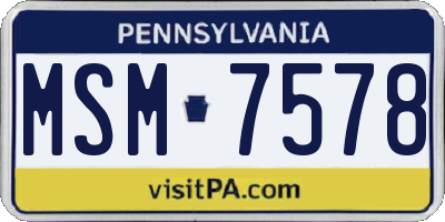 PA license plate MSM7578