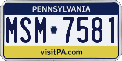 PA license plate MSM7581