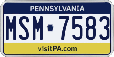 PA license plate MSM7583