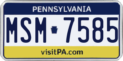 PA license plate MSM7585