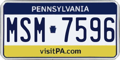 PA license plate MSM7596