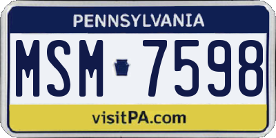 PA license plate MSM7598