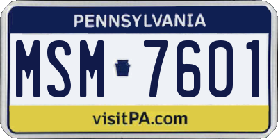 PA license plate MSM7601