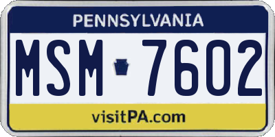 PA license plate MSM7602