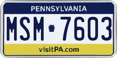PA license plate MSM7603