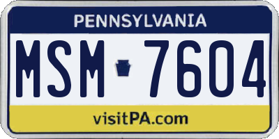 PA license plate MSM7604