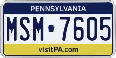 PA license plate MSM7605