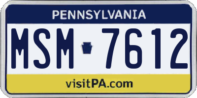 PA license plate MSM7612