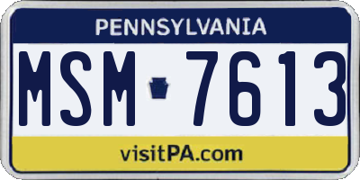 PA license plate MSM7613