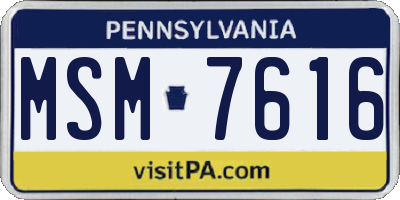 PA license plate MSM7616