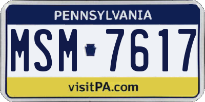 PA license plate MSM7617