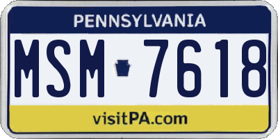 PA license plate MSM7618
